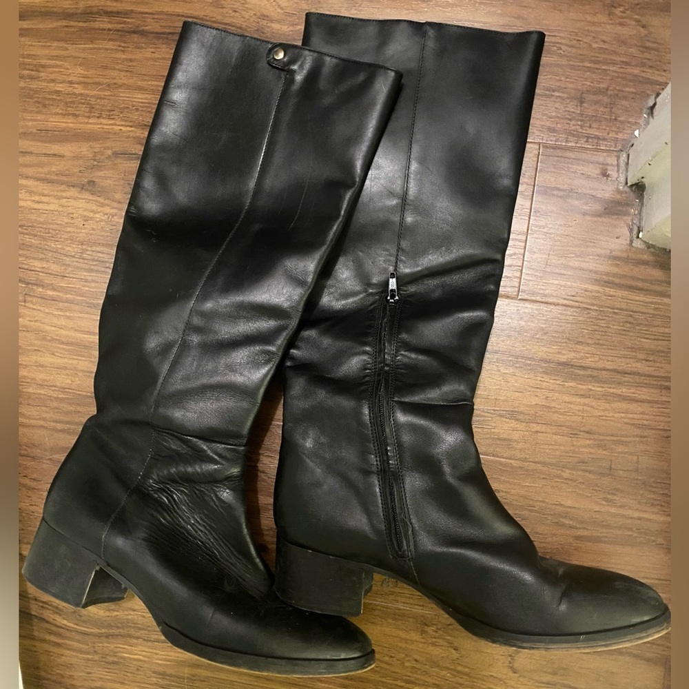 J. Crew Black Leather Over-the-Knee Boots